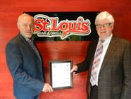 David with Steve Palisak, owner of Orangeville’s new St. Louis Bar & Grill, as they prepare for the official opening